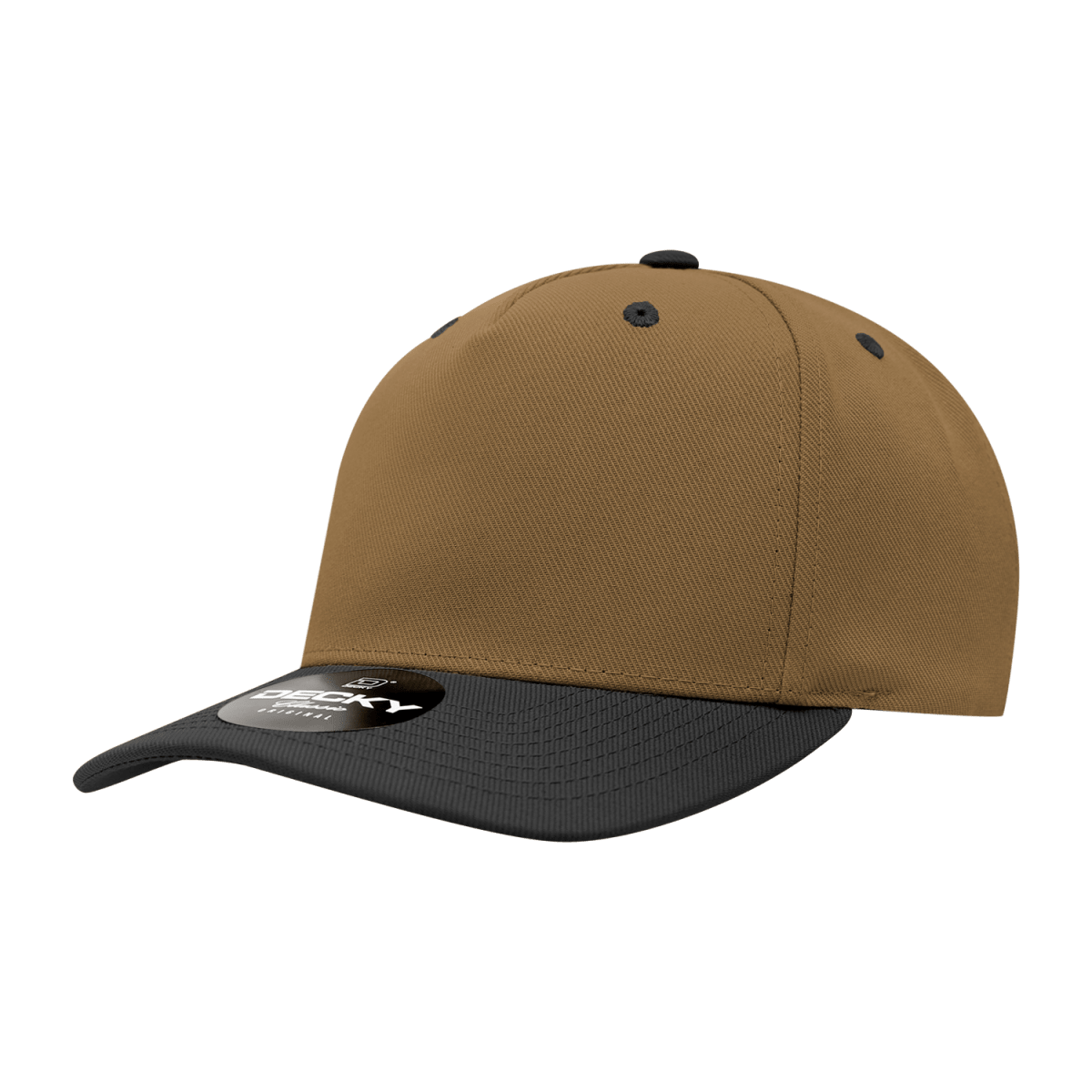 Decky 5 Panel Mid Profile Structured Polyester Cap | Decky 6038 Coyote/Black Standard Hats