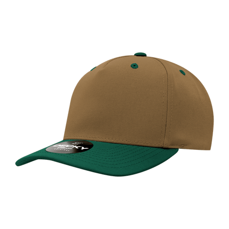 Decky 5 Panel Mid Profile Structured Polyester Cap | Decky 6038 Coyote/Forest Standard Hats