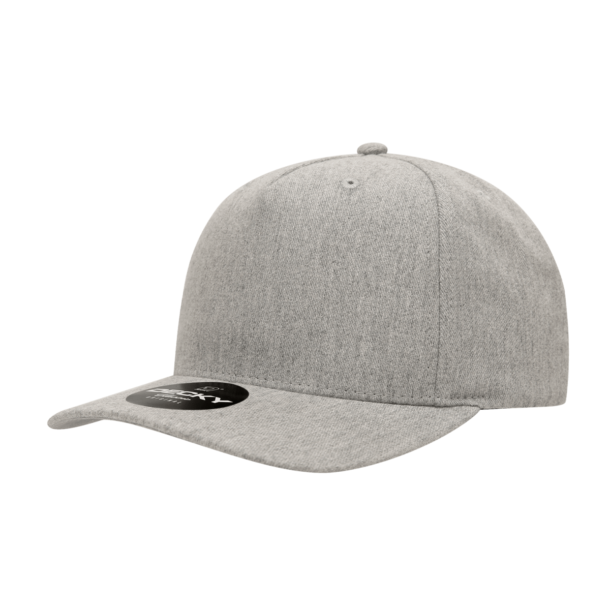 Decky 5 Panel Mid Profile Structured Polyester Cap | Decky 6038 Heather Grey Standard Hats