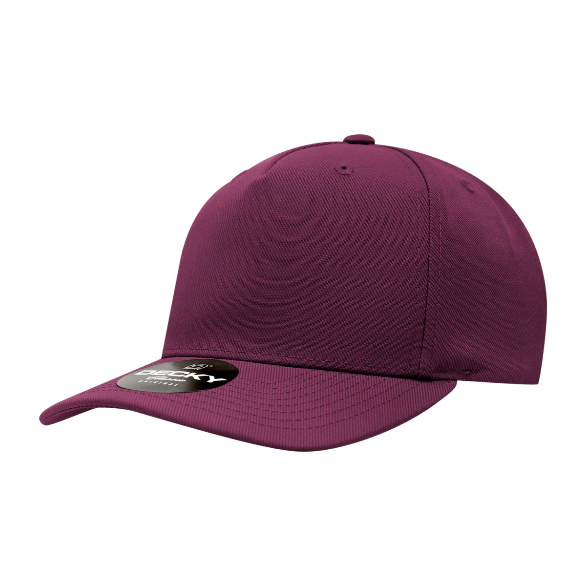 Decky 5 Panel Mid Profile Structured Polyester Cap | Decky 6038 Maroon Standard Hats