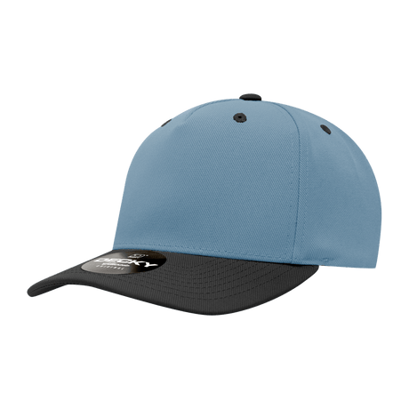 Decky 5 Panel Mid Profile Structured Polyester Cap | Decky 6038 Sky/Black Standard Hats