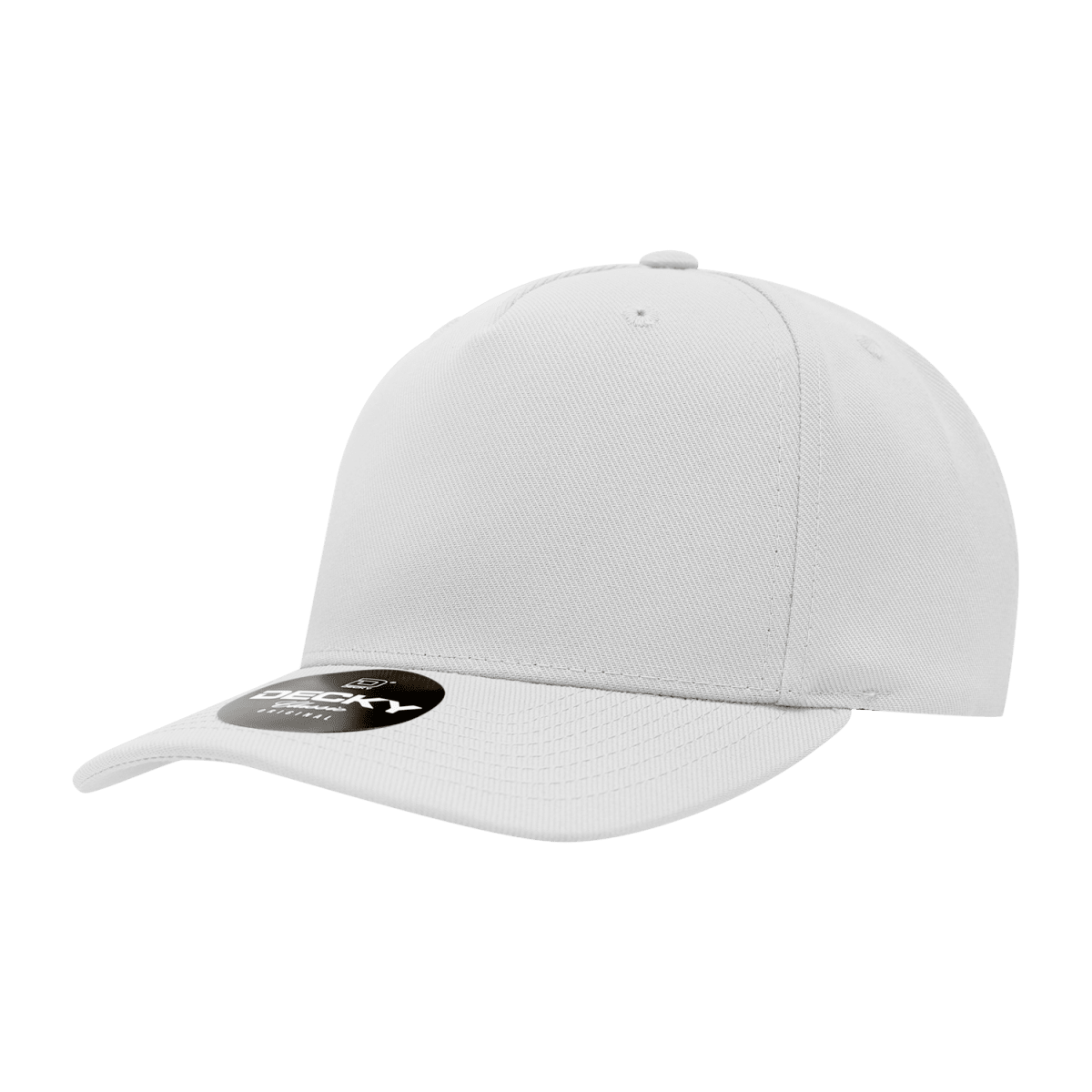 Decky 5 Panel Mid Profile Structured Polyester Cap | Decky 6038 White Standard Hats