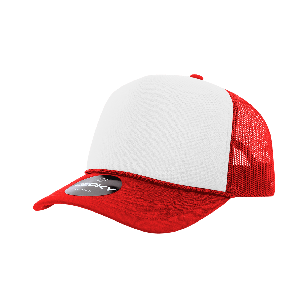 Decky 5 Panel Mid Profile Structured Two Tone Foam Trucker | Decky 210 Red OSFM