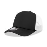 Decky 5 Panel Mid Profile Structured Two Tone Foam Trucker | Decky 212 Blk/Blk/Wht OSFM