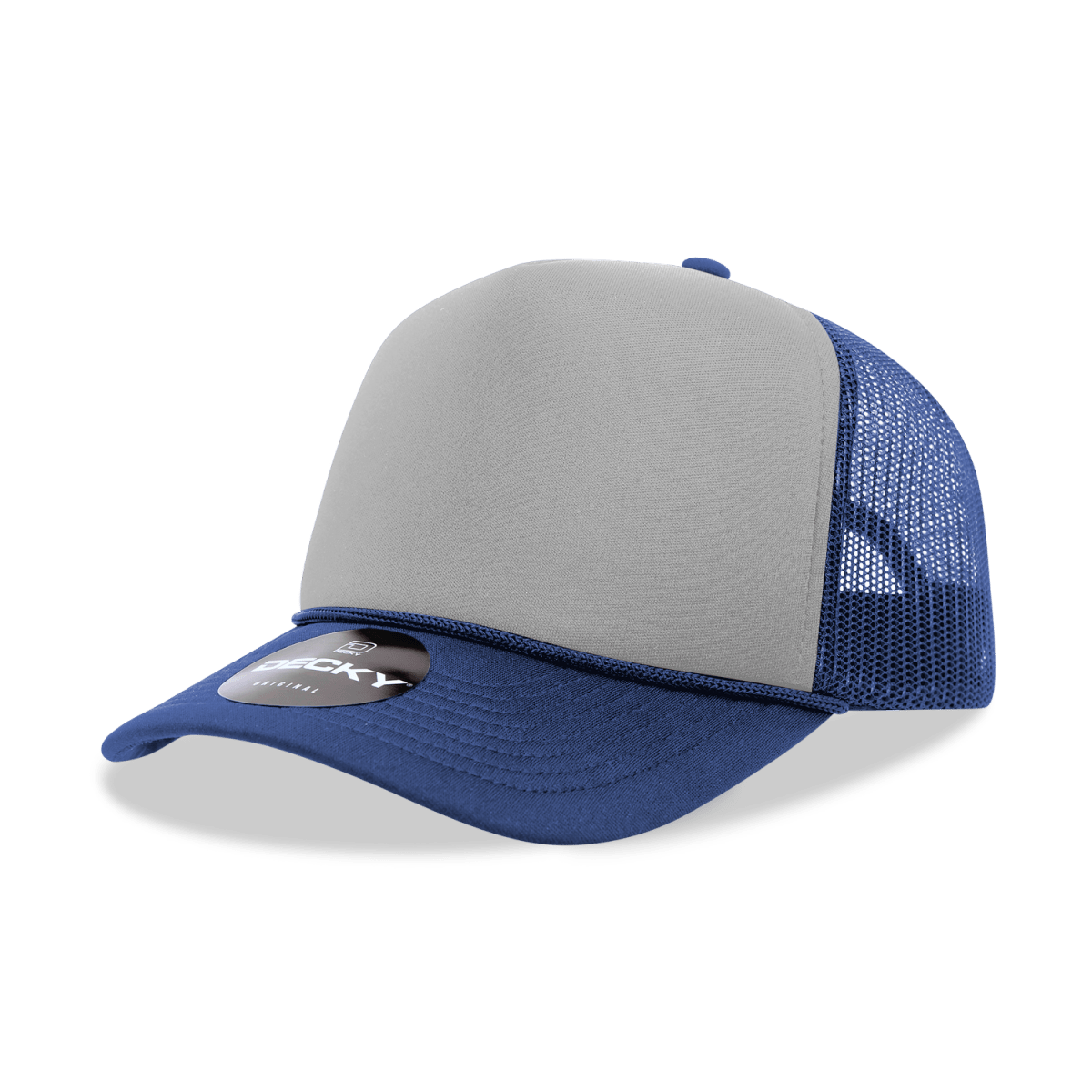 Decky 5 Panel Mid Profile Structured Two Tone Foam Trucker | Decky 212 Navy/Grey OSFM