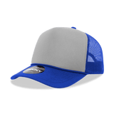 Decky 5 Panel Mid Profile Structured Two Tone Foam Trucker | Decky 212 Royal/Grey OSFM