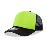 Decky 5 Panel Mid Profile Structured Two Tone Foam Trucker | Decky 220 Black/NeonYellow OSFM