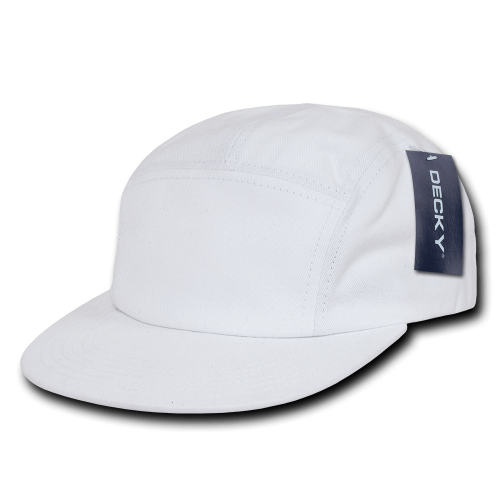 Decky 5 Panel Racer Caps | Decky 985 White OSFM Hats