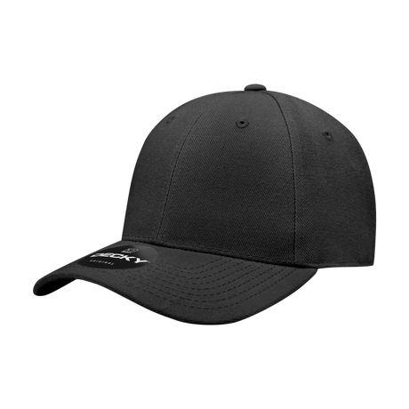 Decky 6 Panel High Profile Structured Acrylic/Polyester Fitted | Decky 402 Black 6 7/8