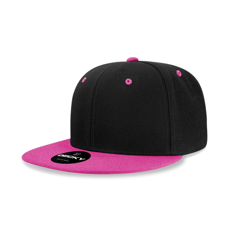 Decky 6 Panel High Profile Structured Acrylic/Polyester Snapback | Decky 6020 Black/HotPink Standard