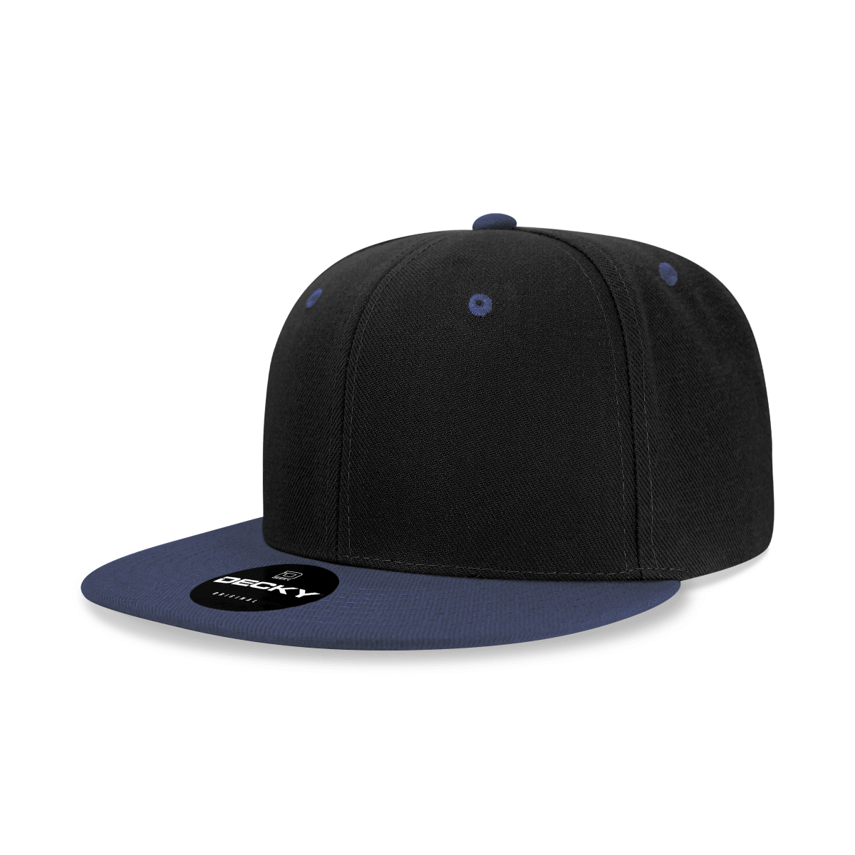 Decky 6 Panel High Profile Structured Acrylic/Polyester Snapback | Decky 6020 Black/Navy Standard
