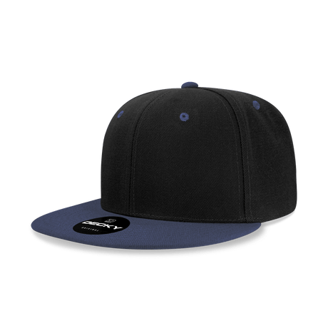 Decky 6 Panel High Profile Structured Acrylic/Polyester Snapback | Decky 6020 Black/Navy Standard