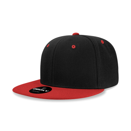 Decky 6 Panel High Profile Structured Acrylic/Polyester Snapback | Decky 6020 Black/Red Standard