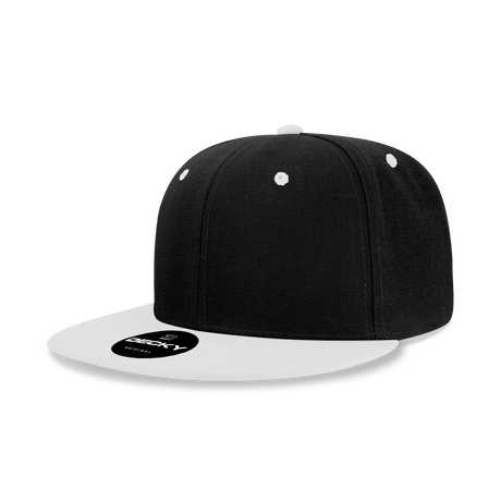 Decky 6 Panel High Profile Structured Acrylic/Polyester Snapback | Decky 6020 Black/White Standard