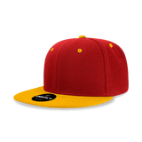 Decky 6 Panel High Profile Structured Acrylic/Polyester Snapback | Decky 6020 Cardinal/Gold Standard