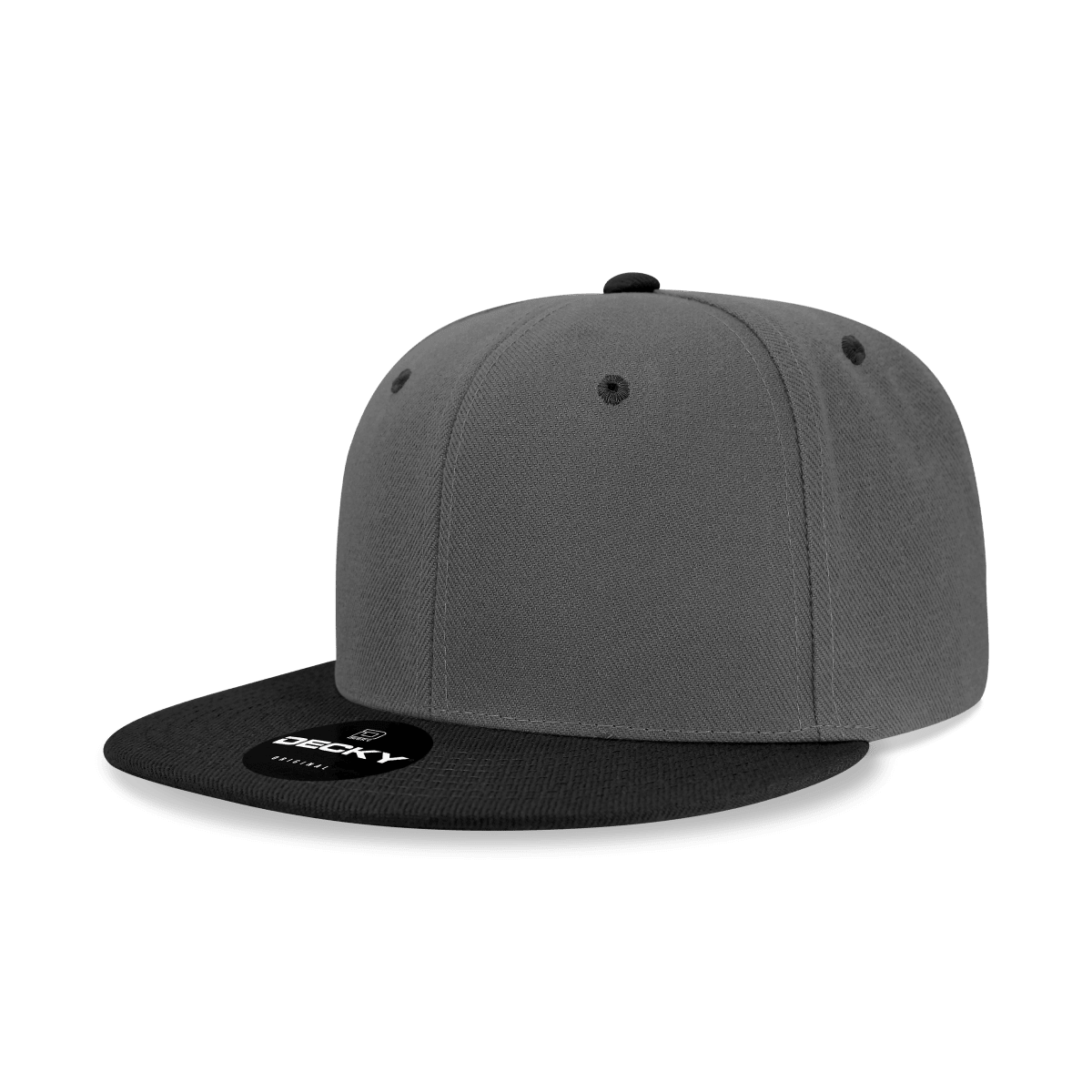 Decky 6 Panel High Profile Structured Acrylic/Polyester Snapback | Decky 6020 Charcoal/Black Standard