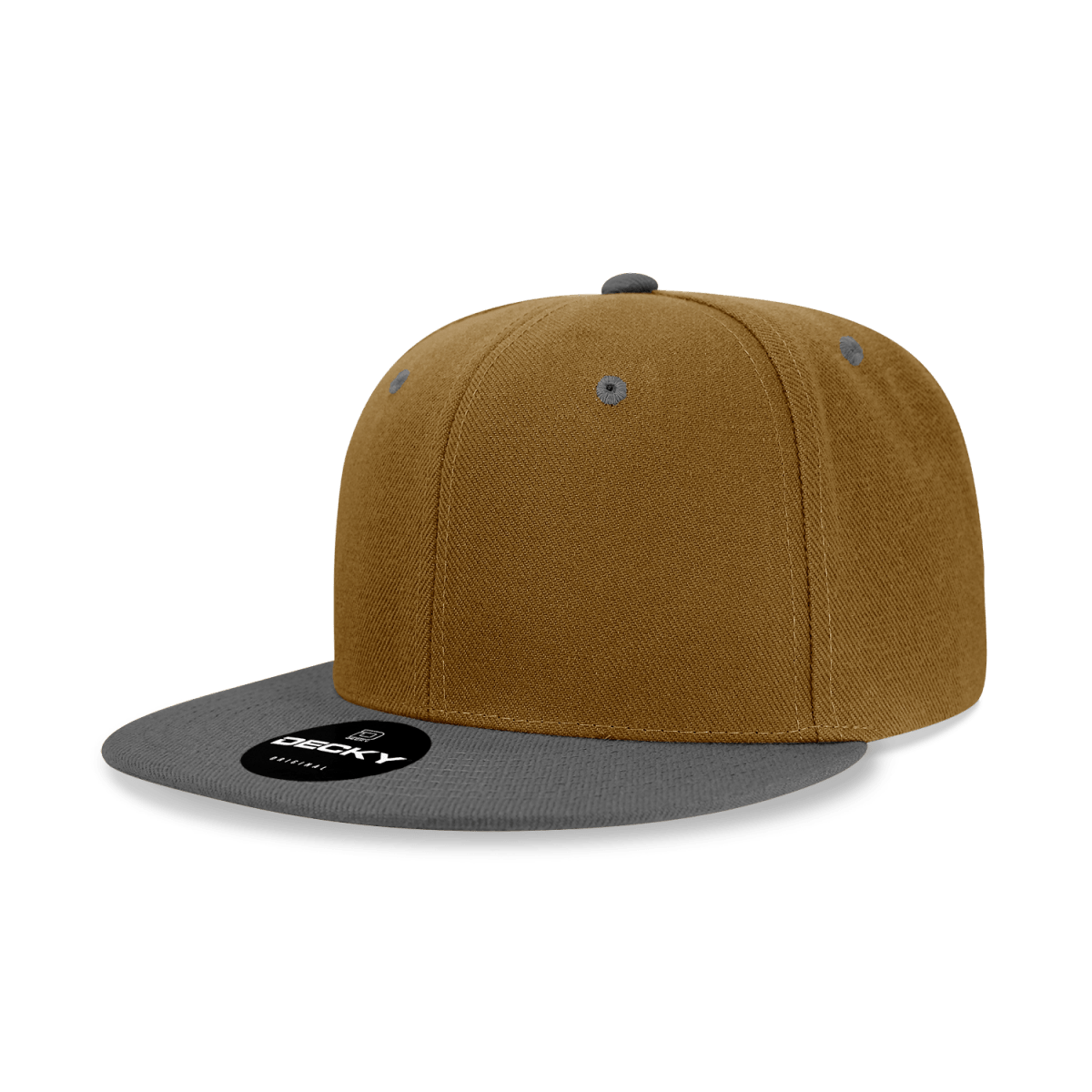 Decky 6 Panel High Profile Structured Acrylic/Polyester Snapback | Decky 6020 Coyote/Charcoal Standard