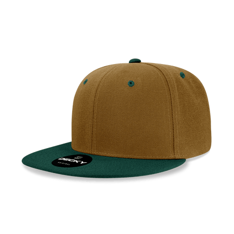 Decky 6 Panel High Profile Structured Acrylic/Polyester Snapback | Decky 6020 Coyote/Forest Standard
