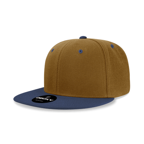 Decky 6 Panel High Profile Structured Acrylic/Polyester Snapback | Decky 6020 Coyote/Navy Standard