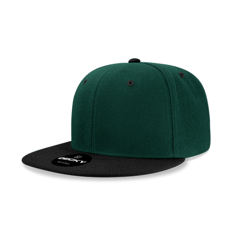 Decky 6 Panel High Profile Structured Acrylic/Polyester Snapback | Decky 6020 Forest/Black Standard
