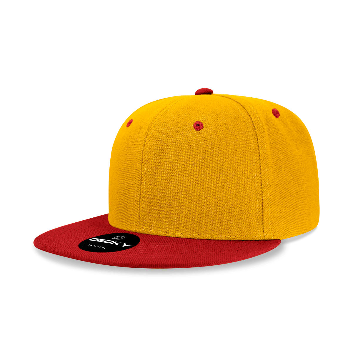 Decky 6 Panel High Profile Structured Acrylic/Polyester Snapback | Decky 6020 Gold/Cardinal Standard