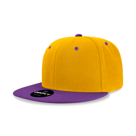 Decky 6 Panel High Profile Structured Acrylic/Polyester Snapback | Decky 6020 Gold/Purple Standard