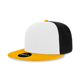 Decky 6 Panel High Profile Structured Acrylic/Polyester Snapback | Decky 6020 Gold/White/Black Standard