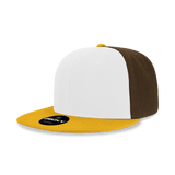 Decky 6 Panel High Profile Structured Acrylic/Polyester Snapback | Decky 6020 Gold/White/Brown Standard