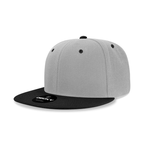 Decky 6 Panel High Profile Structured Acrylic/Polyester Snapback | Decky 6020 Grey/Black Standard