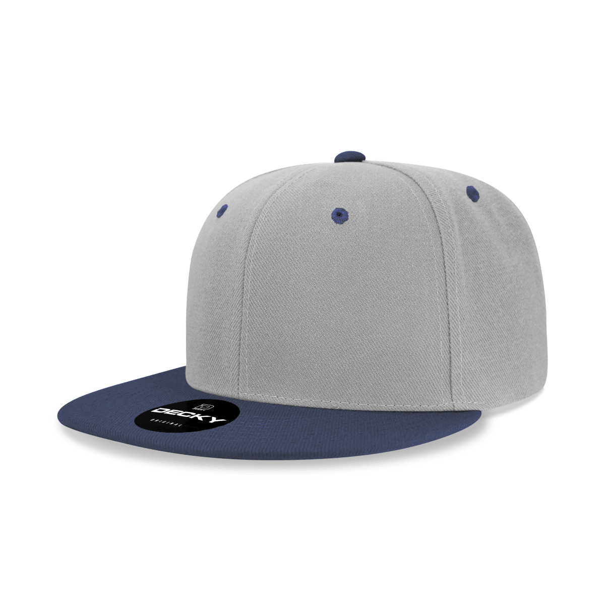 Decky 6 Panel High Profile Structured Acrylic/Polyester Snapback | Decky 6020 Grey/Navy Standard