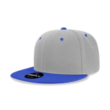Decky 6 Panel High Profile Structured Acrylic/Polyester Snapback | Decky 6020 Grey/Royal Standard