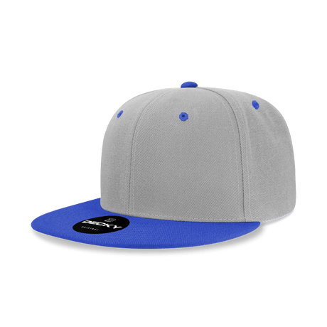 Decky 6 Panel High Profile Structured Acrylic/Polyester Snapback | Decky 6020 Grey/Royal Standard