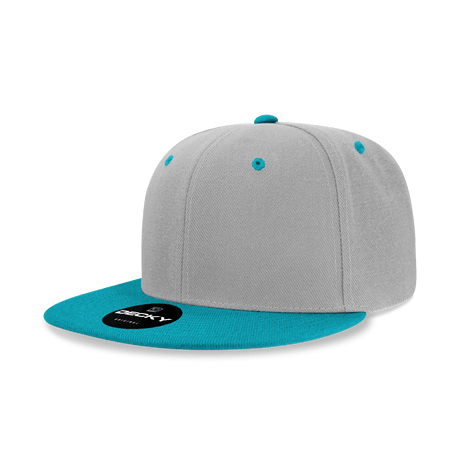 Decky 6 Panel High Profile Structured Acrylic/Polyester Snapback | Decky 6020 Grey/Teal Standard