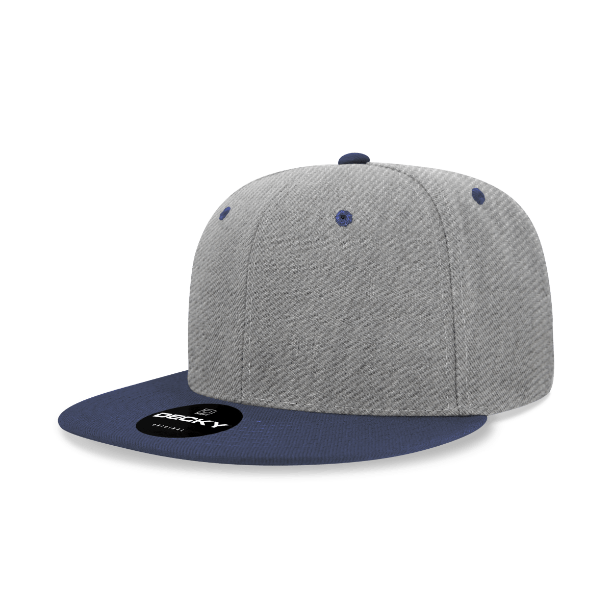 Decky 6 Panel High Profile Structured Acrylic/Polyester Snapback | Decky 6020 HeatherGrey/Navy Standard