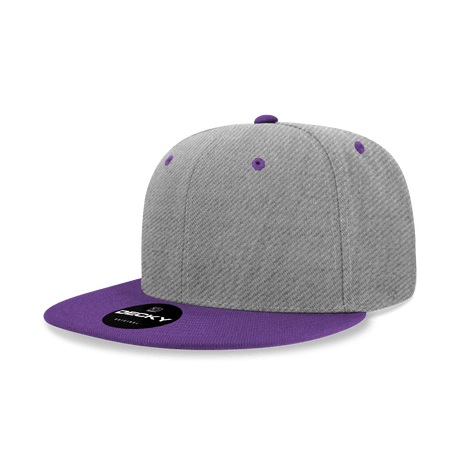 Decky 6 Panel High Profile Structured Acrylic/Polyester Snapback | Decky 6020 HeatherGrey/Purple Standard