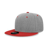 Decky 6 Panel High Profile Structured Acrylic/Polyester Snapback | Decky 6020 HeatherGrey/Red Standard