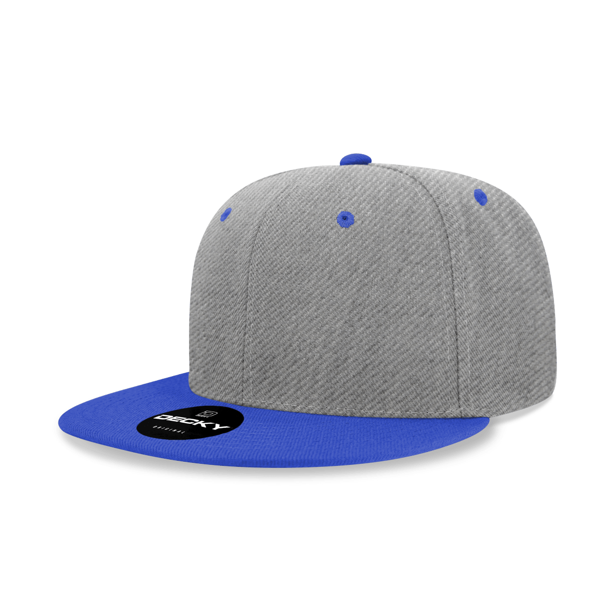 Decky 6 Panel High Profile Structured Acrylic/Polyester Snapback | Decky 6020 HeatherGrey/Royal Standard