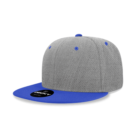 Decky 6 Panel High Profile Structured Acrylic/Polyester Snapback | Decky 6020 HeatherGrey/Royal Standard