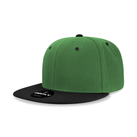Decky 6 Panel High Profile Structured Acrylic/Polyester Snapback | Decky 6020 Kelly/Black Standard