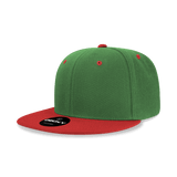 Decky 6 Panel High Profile Structured Acrylic/Polyester Snapback | Decky 6020 Kelly/Red Standard