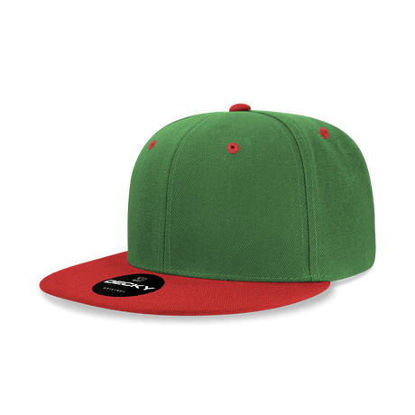 Decky 6 Panel High Profile Structured Acrylic/Polyester Snapback | Decky 6020 Kelly/Red Standard