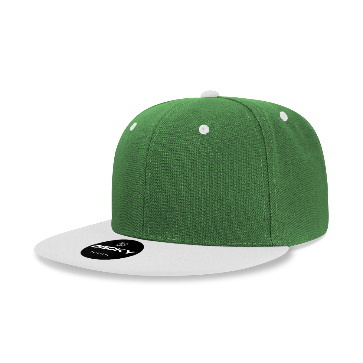 Decky 6 Panel High Profile Structured Acrylic/Polyester Snapback | Decky 6020 Kelly/White Standard