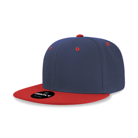 Decky 6 Panel High Profile Structured Acrylic/Polyester Snapback | Decky 6020 Navy/Red Standard