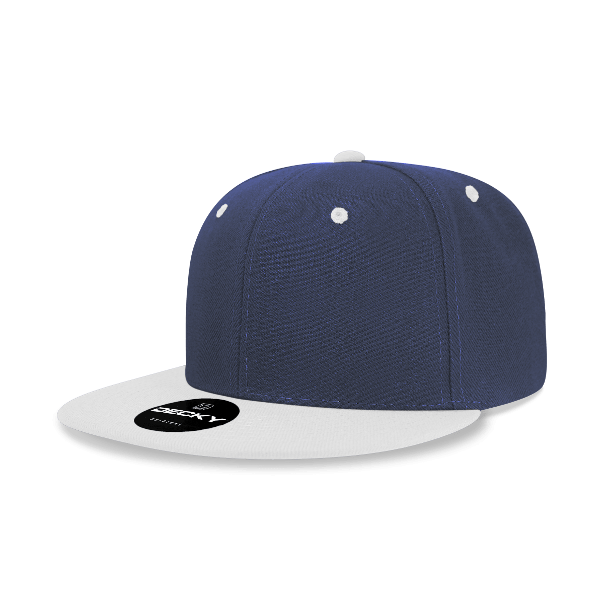 Decky 6 Panel High Profile Structured Acrylic/Polyester Snapback | Decky 6020 Navy/White Standard