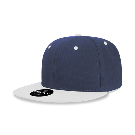 Decky 6 Panel High Profile Structured Acrylic/Polyester Snapback | Decky 6020 Navy/White Standard