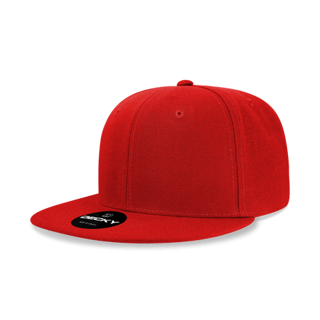 Decky 6 Panel High Profile Structured Acrylic/Polyester Snapback | Decky 6020 Red Standard