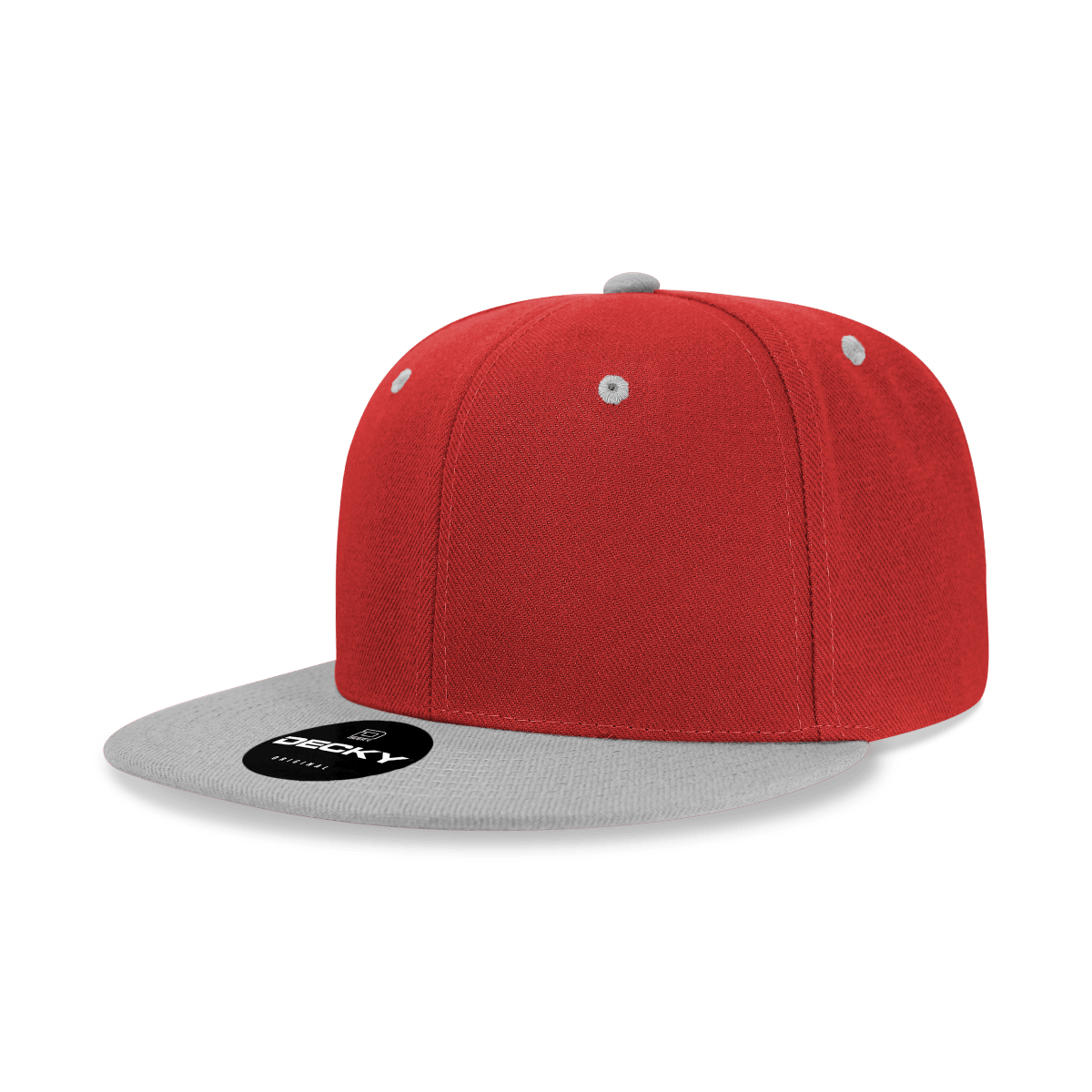 Decky 6 Panel High Profile Structured Acrylic/Polyester Snapback | Decky 6020 Red/Grey Standard
