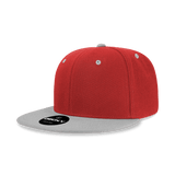 Decky 6 Panel High Profile Structured Acrylic/Polyester Snapback | Decky 6020 Red/Grey Standard