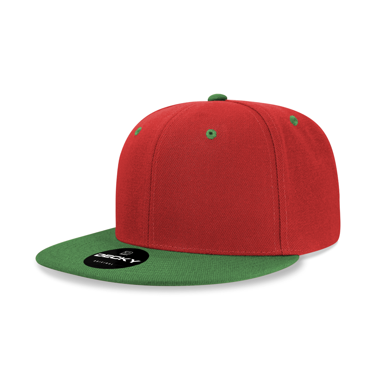 Decky 6 Panel High Profile Structured Acrylic/Polyester Snapback | Decky 6020 Red/Kelly Standard