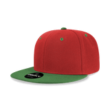 Decky 6 Panel High Profile Structured Acrylic/Polyester Snapback | Decky 6020 Red/Kelly Standard